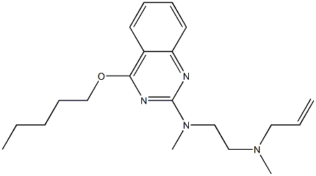 4-(ペンチルオキシ)-2-[メチル[2-[メチル(2-プロペニル)アミノ]エチル]アミノ]キナゾリン 化学構造式