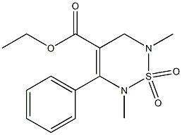 4-(Ethoxycarbonyl)-2,6-dimethyl-3-phenyl-5,6-dihydro-2H-1,2,6-thiadiazine-1,1-dioxide,,结构式