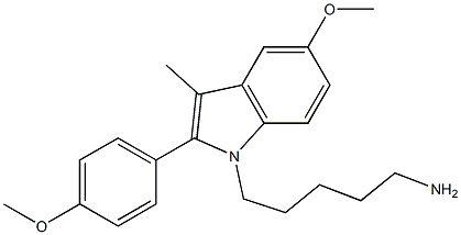 1-(5-アミノペンチル)-5-メトキシ-2-(4-メトキシフェニル)-3-メチル-1H-インドール 化学構造式