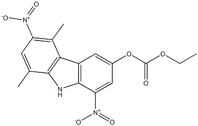 6-エトキシカルボニルオキシ-3,8-ジニトロ-1,4-ジメチル-9H-カルバゾール 化学構造式