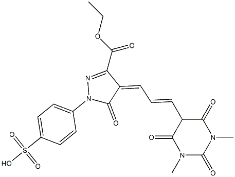 4-[3-[(Hexahydro-1,3-dimethyl-2,4,6-trioxopyrimidin)-5-yl]-2-propenylidene]-4,5-dihydro-5-oxo-1-(4-hydroxysulfonylphenyl)-1H-pyrazole-3-carboxylic acid ethyl ester,,结构式