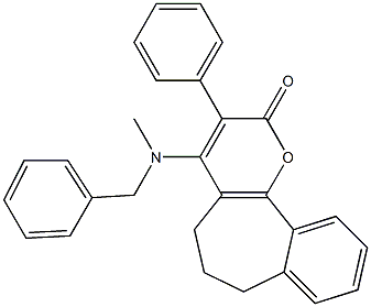 3-Phenyl-4-(methylbenzylamino)-6,7-dihydrobenzo[6,7]cyclohepta[1,2-b]pyran-2(5H)-one Structure