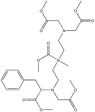 2-[N-(メトキシカルボニルメチル)-N-[2-[N-メトキシカルボニルメチル-N-[2-ビス(メトキシカルボニルメチル)アミノエチル]アミノ]エチル]アミノ]-3-(フェニル)プロピオン酸メチル 化学構造式