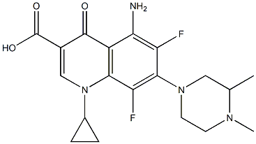 5-Amino-1-cyclopropyl-6,8-difluoro-1,4-dihydro-7-[3,4-dimethyl-1-piperazinyl]-4-oxoquinoline-3-carboxylic acid Structure