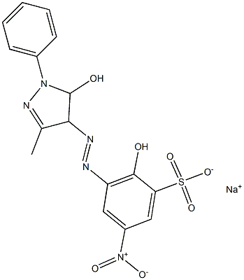 2-ヒドロキシ-3-(5-ヒドロキシ-3-メチル-1-フェニル-2-ピラゾリン-4-イルアゾ)-5-ニトロベンゼンスルホン酸ナトリウム 化学構造式