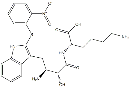 N2-[(2R,3S)-3-Amino-2-hydroxy-4-[2-[(2-nitrophenyl)thio]-1H-indol-3-yl]butyryl]-L-lysine Struktur