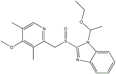 1-(1-エトキシエチル)-2-[(3,5-ジメチル-4-メトキシ-2-ピリジニル)メチルスルフィニル]-1H-ベンゾイミダゾール 化学構造式