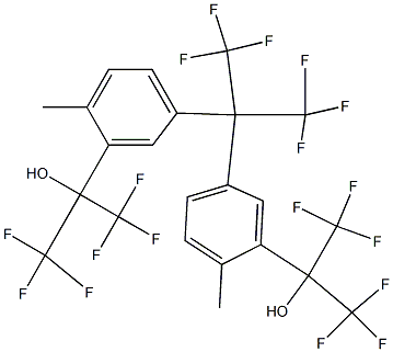 2,2-Bis[4-methyl-3-(2-hydroxy-1,1,1,3,3,3-hexafluoropropan-2-yl)phenyl]-1,1,1,3,3,3-hexafluoropropane,,结构式