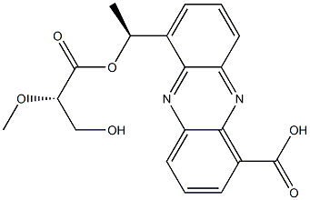 6-[(S)-1-[(S)-3-ヒドロキシ-2-メトキシ-1-オキソプロポキシ]エチル]-1-フェナジンカルボン酸 化学構造式