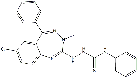 4-Phenyl-1-(7-chloro-5-phenyl-3-methyl-3H-1,3,4-benzotriazepin-2-yl)thiosemicarbazide 结构式