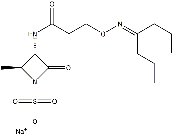 (3S,4S)-4-Methyl-2-oxo-3-[3-(1-propylbutylidene)aminooxypropionylamino]azetidine-1-sulfonic acid sodium salt Structure