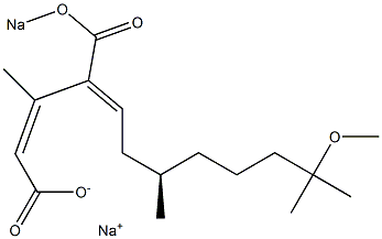 (2Z,4E,7R)-11-Methoxy-3,7,11-trimethyl-4-(sodiooxycarbonyl)-2,4-dodecadienoic acid sodium salt Struktur