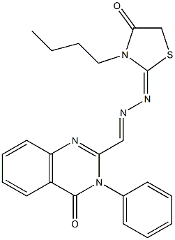 3-(Phenyl)-2-[2-[(2,3,4,5-tetrahydro-3-butyl-4-oxothiazole)-2-ylidene]hydrazonomethyl]quinazoline-4(3H)-one,,结构式