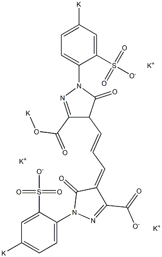 4-[3-[5-Oxo-3-potassiooxycarbonyl-1-(p-potassiosulfophenyl)-2-pyrazolin-4-yl]-2-propenylidene]-5-oxo-1-(p-potassiosulfophenyl)-2-pyrazoline-3-carboxylic acid potassium salt Struktur