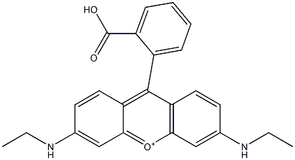 9-(2-Carboxyphenyl)-3,6-bis(ethylamino)xanthylium 结构式