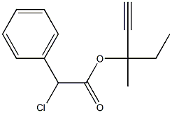 クロロ(フェニル)酢酸1-エチル-1-メチル-2-プロピニル 化学構造式