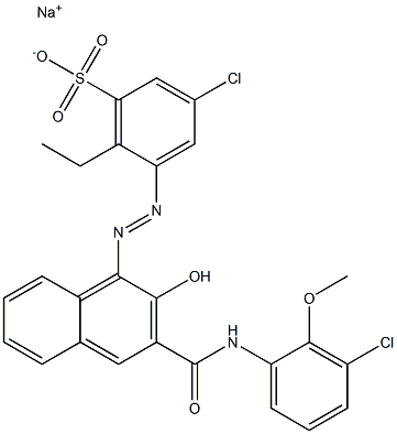 3-Chloro-6-ethyl-5-[[3-[[(3-chloro-2-methoxyphenyl)amino]carbonyl]-2-hydroxy-1-naphtyl]azo]benzenesulfonic acid sodium salt