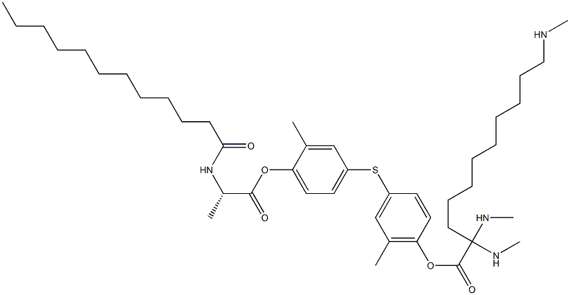 N-Dodecanoyl-L-alanine 4-[4-[11-(trimethylaminio)undecanoyloxy]-5-methylphenylthio]-2-methylphenyl ester Structure
