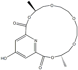 (4S,14S)-19-Hydroxy-4,14-dimethyl-3,6,9,12,15-pentaoxa-21-azabicyclo[15.3.1]henicosa-1(21),17,19-triene-2,16-dione Struktur