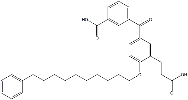 5-(3-Carboxybenzoyl)-2-(10-phenyldecyloxy)benzenepropanoic acid 结构式