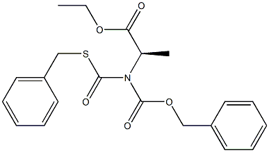 N-(ベンジルオキシカルボニル)-N-[(ベンジルチオ)カルボニル]-D-アラニンエチル 化学構造式