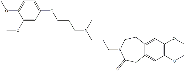 4,5-Dihydro-7,8-dimethoxy-3-[3-[N-methyl-3-(3,4-dimethoxyphenoxy)propylamino]propyl]-1H-3-benzazepin-2(3H)-one Struktur