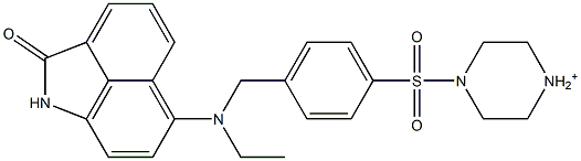 4-[4-[N-Ethyl-N-[(1,2-dihydro-2-oxobenz[cd]indol)-6-yl]aminomethyl]phenylsulfonyl]piperazinium Struktur