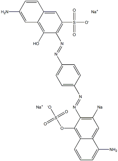 6-Amino-4-hydroxy-3-[4-[(5-amino-1-hydroxy-3-sodiosulfo-2-naphthalenyl)azo]phenylazo]naphthalene-2-sulfonic acid sodium salt Structure