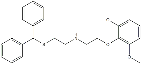 N-[2-(2,6-ジメトキシフェノキシ)エチル]-2-(ジフェニルメチルチオ)エタンアミン 化学構造式