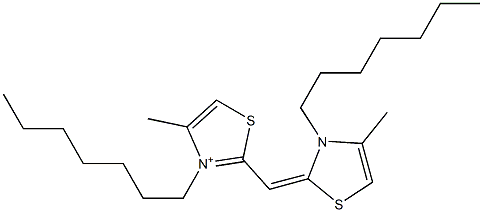 3-Heptyl-2-[(3-heptyl-4-methylthiazol-2(3H)-ylidene)methyl]-4-methylthiazol-3-ium,,结构式