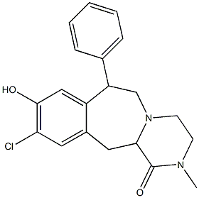 3,4,6,7,12,12a-Hexahydro-7-phenyl-2-methyl-10-chloro-9-hydroxypyrazino[2,1-b][3]benzazepin-1(2H)-one,,结构式
