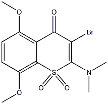 3-Bromo-5,8-dimethoxy-2-(dimethylamino)-4-oxo-4H-1-benzothiopyran 1,1-dioxide Structure