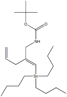 2-[(E)-(トリブチルスタンニル)メチレン]-N-(tert-ブトキシカルボニル)-4-ペンテン-1-アミン 化学構造式