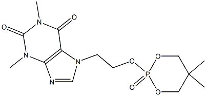 2-[2-(1,2,3,6-Tetrahydro-1,3-dimethyl-2,6-dioxo-7H-purin-7-yl)ethyloxy]-5,5-dimethyl-1,3,2-dioxaphosphorinane-2-oxide Struktur