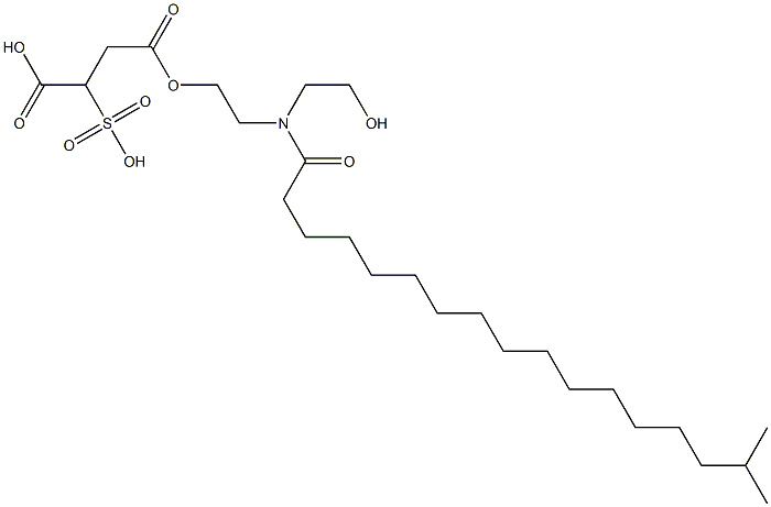 2-スルホブタン二酸4-[2-[(2-ヒドロキシエチル)(1-オキソ-16-メチルヘプタデシル)アミノ]エチル] 化学構造式