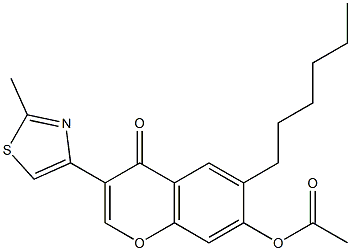 6-Hexyl-7-hydroxy-3-(2-methylthiazol-4-yl)chromone acetate 结构式