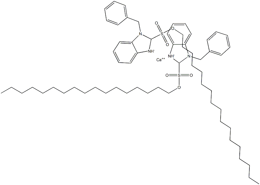 Bis(1-benzyl-2,3-dihydro-2-heptadecyl-1H-benzimidazole-2-sulfonic acid)calcium salt,,结构式