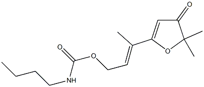 N-Butylcarbamic acid (E)-3-[(4,5-dihydro-5,5-dimethyl-4-oxofuran)-2-yl]-2-butenyl ester Struktur