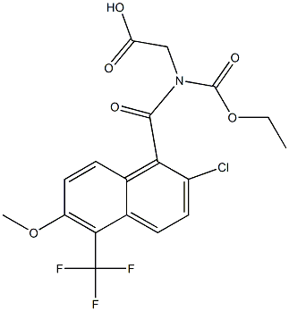 2-[N-Ethoxycarbonyl-N-[[2-chloro-6-methoxy-5-trifluoromethyl-1-naphthalenyl]carbonyl]amino]acetic acid,,结构式