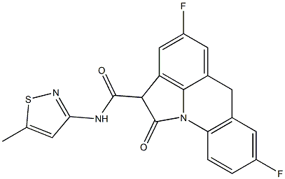 4,8-ジフルオロ-N-(5-メチル-3-イソチアゾリル)-1,2-ジヒドロ-1-オキソ-6H-ピロロ[3,2,1-de]アクリジン-2-カルボアミド 化学構造式