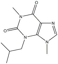 1,9-ジメチル-3-イソブチル-9H-プリン-2,6(1H,3H)-ジオン 化学構造式