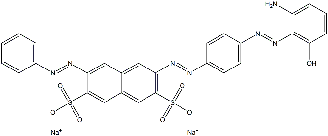 2-[[4-[(2-Amino-6-hydroxyphenyl)azo]phenyl]azo]-7-(phenylazo)-3,6-naphthalenedisulfonic acid disodium salt Structure