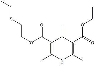 2,6-ジメチル-4-メチル-1,4-ジヒドロピリジン-3,5-ジカルボン酸3-[2-(エチルチオ)エチル]5-エチル 化学構造式