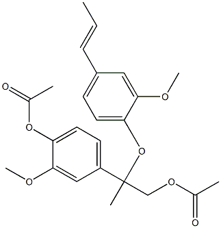 2-(4-Acetoxy-3-methoxyphenyl)-1-acetoxy-2-methyl-2-[4-[(E)-1-propenyl]-2-methoxyphenoxy]ethane 结构式