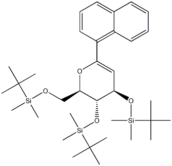 (4R,5R,6R)-5,6-Dihydro-2-(1-naphthalenyl)-4,5-bis(tert-butyldimethylsilyloxy)-6-(tert-butyldimethylsilyloxymethyl)-4H-pyran Struktur