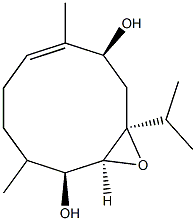 (1S,3S,4S,5S,9E)-3-Isopropyl-3,4-epoxy-6,10-dimethyl-9-cyclodecene-1,5-diol 结构式