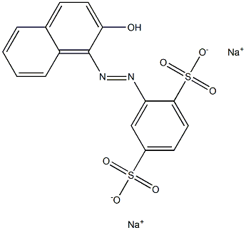 2-[(2-ヒドロキシ-1-ナフタレニル)アゾ]ベンゼン-1,4-ジスルホン酸二ナトリウム 化学構造式