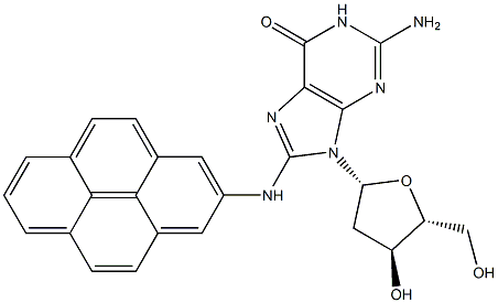 8-[(ピレン-2-イル)アミノ]-2'-デオキシグアノシン 化学構造式