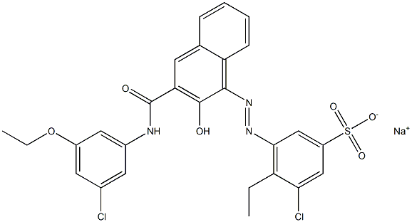 3-Chloro-4-ethyl-5-[[3-[[(3-chloro-5-ethoxyphenyl)amino]carbonyl]-2-hydroxy-1-naphtyl]azo]benzenesulfonic acid sodium salt,,结构式