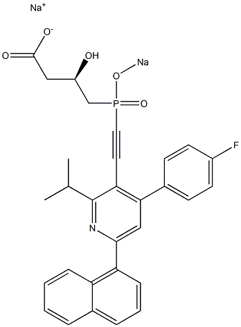 (3R)-4-[[[4-(4-Fluorophenyl)-2-isopropyl-6-(1-naphthalenyl)-3-pyridinyl]ethynyl]sodiooxyphosphinyl]-3-hydroxybutyric acid sodium salt 结构式
